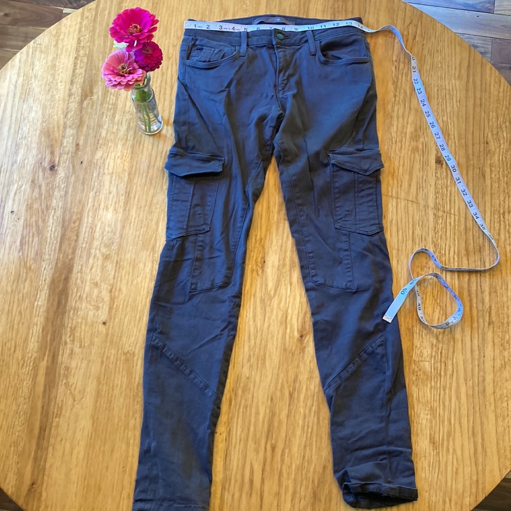 Joe’s Skinny Jeans, Stretch, Cargo Side Pockets, Charcoal Color, Sz. 27.